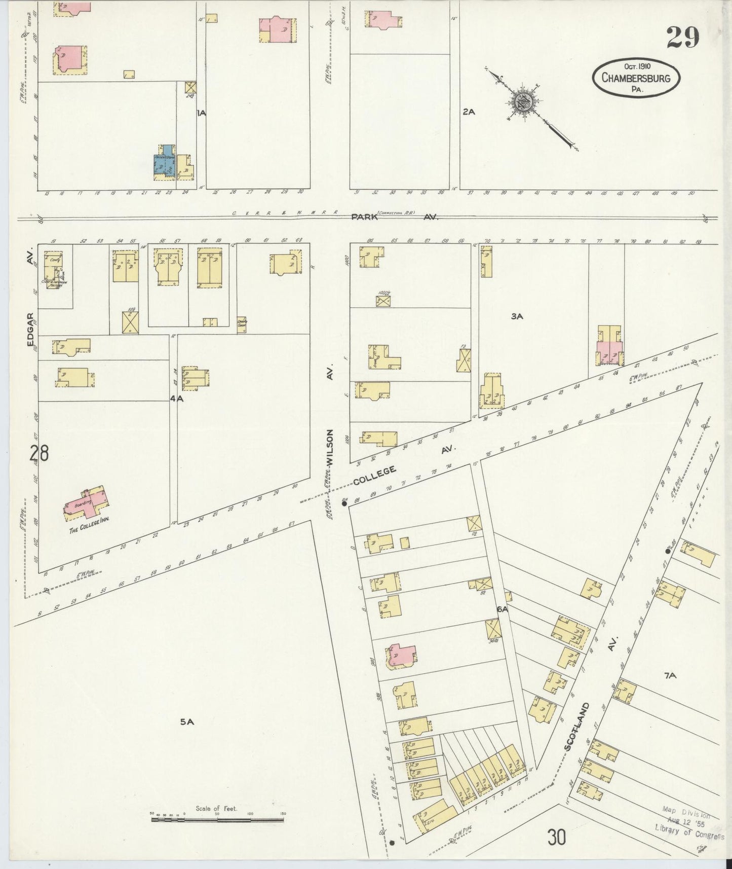 Sanborn Fire Insurance Map from Chambersburg, Franklin County, Pennsylvania (1910), Sheet #0029 - Historic Sanborn Fire Insurance Map Print, vintage old map wall art, antique decor, genealogy gift, Pennsylvania Pennsylvania map