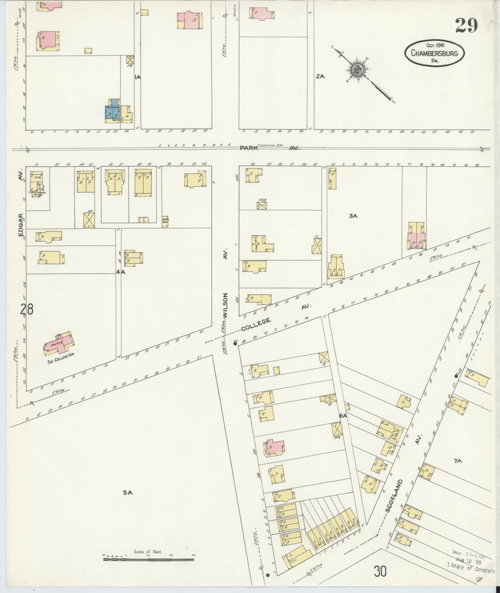 Sanborn Fire Insurance Map from Chambersburg, Franklin County, Pennsylvania (1910), Sheet #0029 - Historic Sanborn Fire Insurance Map Print, vintage old map wall art, antique decor, genealogy gift, Pennsylvania Pennsylvania map