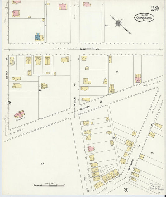 Sanborn Fire Insurance Map from Chambersburg, Franklin County, Pennsylvania (1910), Sheet #0029 - Historic Sanborn Fire Insurance Map Print, vintage old map wall art, antique decor, genealogy gift, Pennsylvania Pennsylvania map