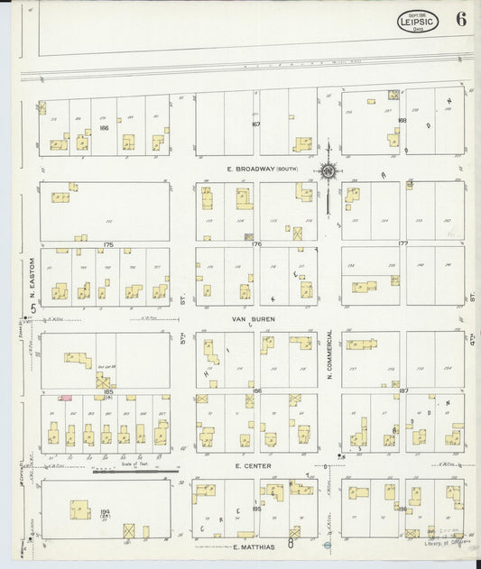 Sanborn Fire Insurance Map from Leipsic, Putnam County, Ohio (1916), Sheet #0006 - Historic Sanborn Fire Insurance Map Print, vintage old map wall art, antique decor, genealogy gift, Ohio Ohio map