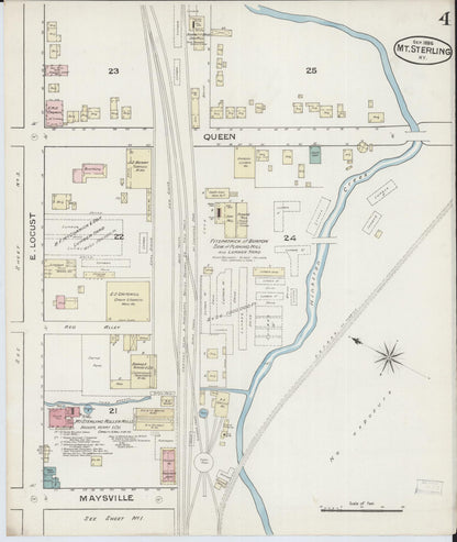 Sanborn Fire Insurance Map from Mount Sterling, Montgomery County, Kentucky (1886), Sheet #0004 - Complete Map Set gallery image, historic Sanborn map, vintage wall art, Kentucky Kentucky