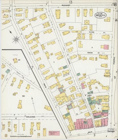 Sanborn Fire Insurance Map from Greenfield, Franklin County, Massachusetts (1902), Sheet #0008 - Complete Map Set gallery image, historic Sanborn map, vintage wall art, Massachusetts Massachusetts