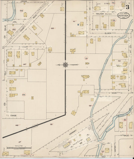 Sanborn Fire Insurance Map from Heppner, Morrow County, Oregon (1932), Sheet #0003 - Historic Sanborn Fire Insurance Map Print, vintage old map wall art, antique decor, genealogy gift, Oregon Oregon map