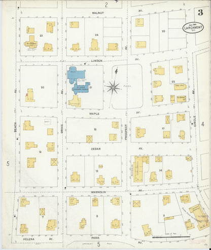 Sanborn Fire Insurance Map from Larchmont, Westchester County, New York (1904), Sheet #0003 - Complete Map Set gallery image, historic Sanborn map, vintage wall art, New York New York