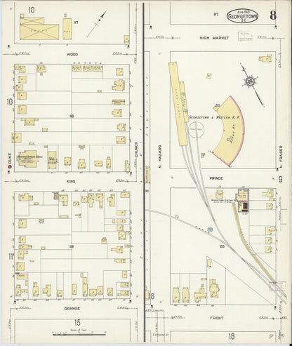 Sanborn Fire Insurance Map from Georgetown, Georgetown County, South Carolina (1913), Sheet #0008 - Complete Map Set gallery image, historic Sanborn map, vintage wall art, South Carolina South Carolina