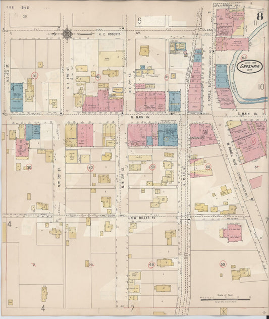 Sanborn Fire Insurance Map from Gresham, Multnomah County, Oregon (1941), Sheet #0008 - Historic Sanborn Fire Insurance Map Print, vintage old map wall art, antique decor, genealogy gift, Oregon Oregon map