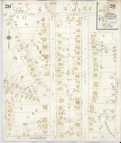 Sanborn Fire Insurance Map from Eufaula, Barbour County, Alabama (1950), Sheet #0020 - Complete Map Set gallery image, historic Sanborn map, vintage wall art, Alabama Alabama