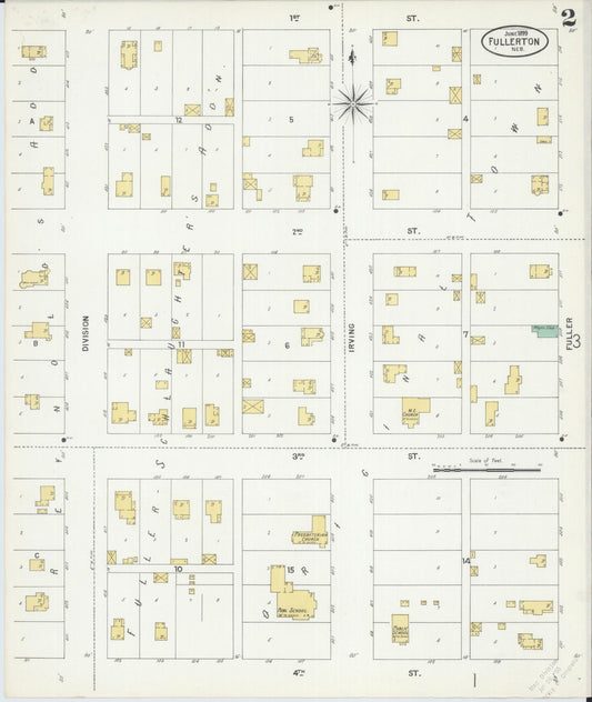 Sanborn Fire Insurance Map from Fullerton, Nance County, Nebraska (1899), Sheet #0002 - Historic Sanborn Fire Insurance Map Print, vintage old map wall art, antique decor, genealogy gift, Nebraska Nebraska map