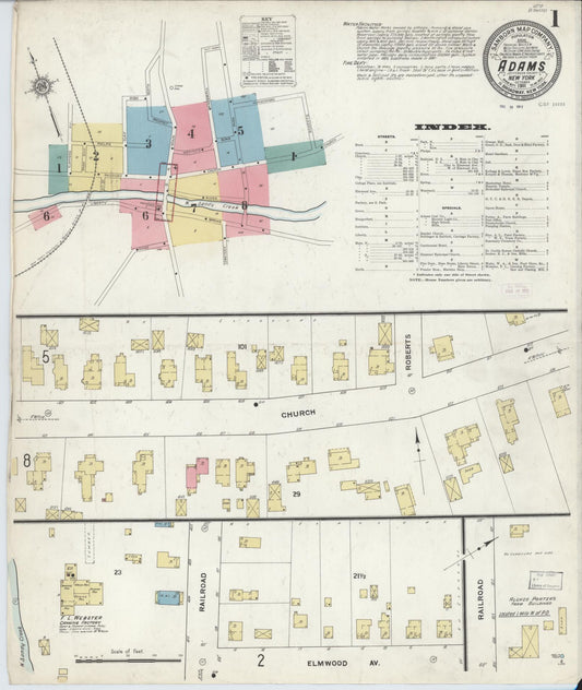 Sanborn Fire Insurance Map from Adams, Jefferson County, New York (1911), Sheet #0001 - Complete Map Set gallery image, historic Sanborn map, vintage wall art, New York New York
