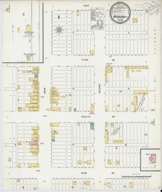 Sanborn Fire Insurance Map from Waukomis, Garfield County, Oklahoma (1898), Sheet #0001 - Historic Sanborn Fire Insurance Map Print, vintage old map wall art, antique decor, genealogy gift, Oklahoma Oklahoma map