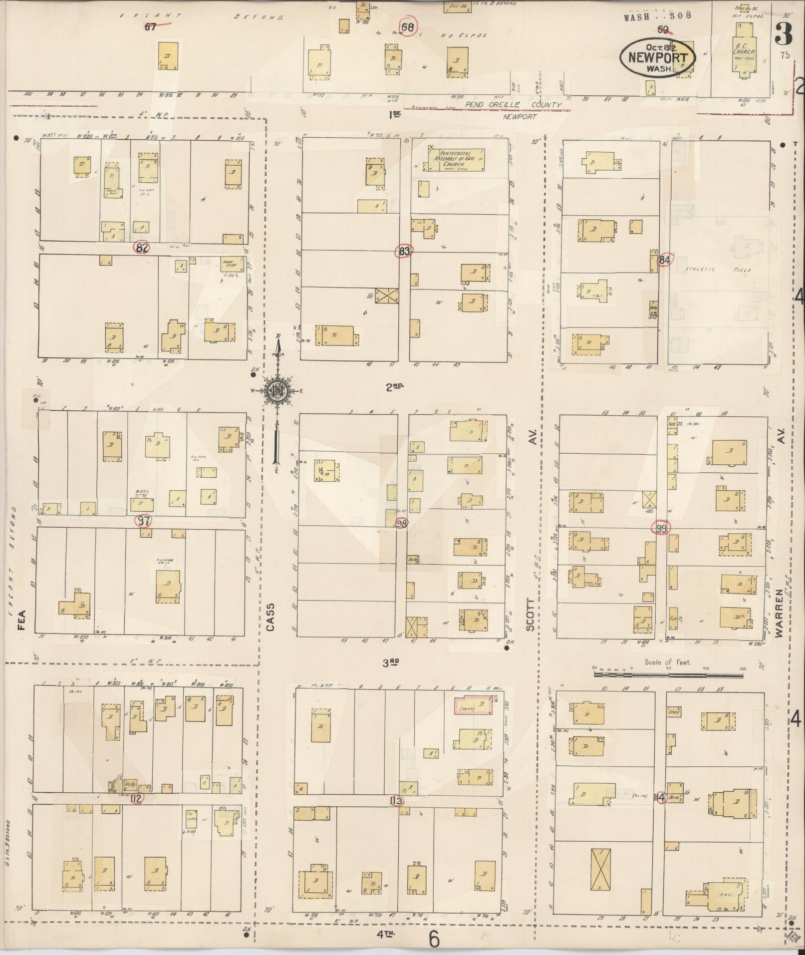 Sanborn Fire Insurance Map from Newport, Pend Orielle County, Washington (1940), Sheet #0003 - Complete Map Set gallery image, historic Sanborn map, vintage wall art, Washington Washington
