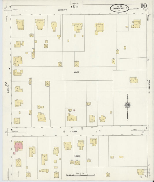 Sanborn Fire Insurance Map from Hawkinsville, Pulaski County, Georgia (1912), Sheet #0010 - Historic Sanborn Fire Insurance Map Print, vintage old map wall art, antique decor, genealogy gift, Georgia Georgia map