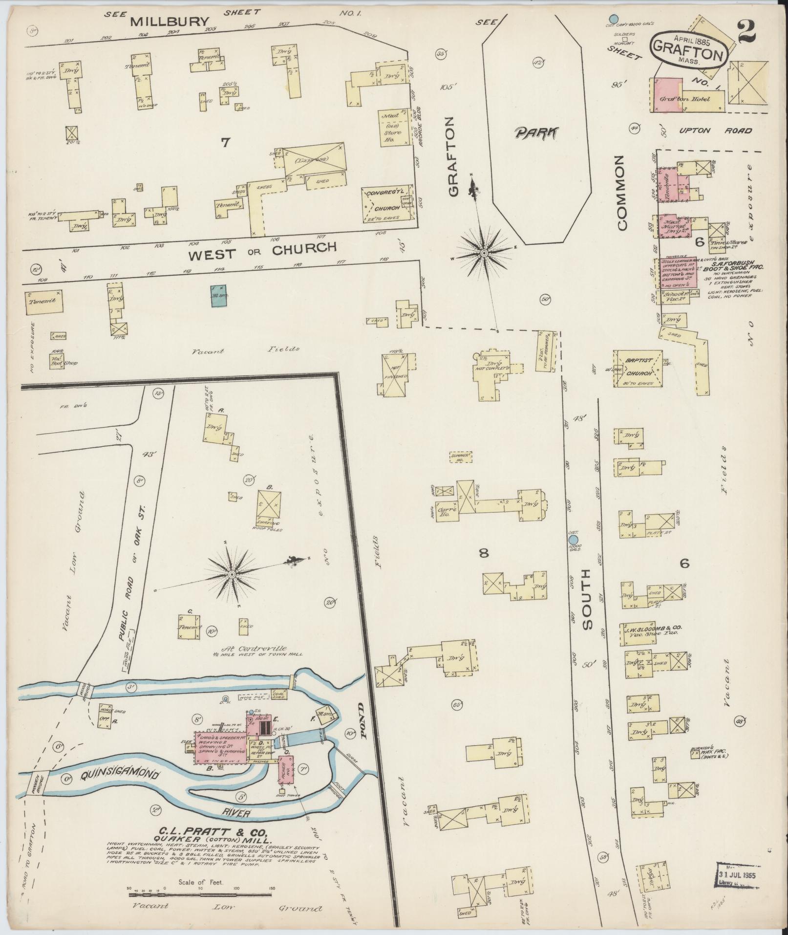 Sanborn Fire Insurance Map from Grafton, Worcester County, Massachusetts (1885), Sheet #0002 - Complete Map Set gallery image, historic Sanborn map, vintage wall art, Massachusetts Massachusetts