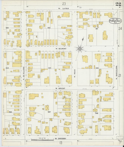 Sanborn Fire Insurance Map from Pensacola, Escambia County, Florida (1903), Sheet #0022 - Complete Map Set gallery image, historic Sanborn map, vintage wall art, Florida Florida