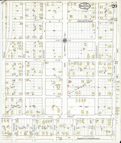 Sanborn Fire Insurance Map from Winfield, Cowley County, Kansas (1918), Sheet #0020 - Complete Map Set gallery image, historic Sanborn map, vintage wall art, Kansas Kansas