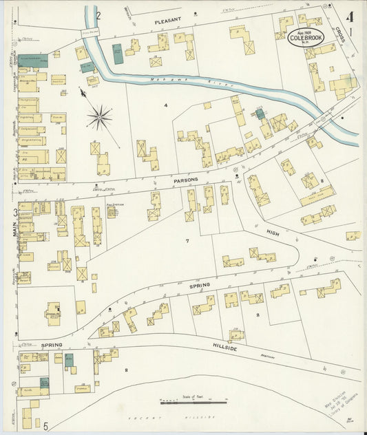 Sanborn Fire Insurance Map from Colebrook, Coos County, New Hampshire (1909), Sheet #0004 - Historic Sanborn Fire Insurance Map Print, vintage old map wall art, antique decor, genealogy gift, New Hampshire New Hampshire map