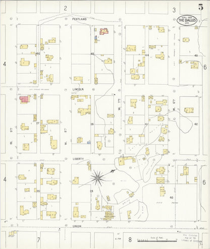 Sanborn Fire Insurance Map from The Dalles, Wasco County, Oregon (1909), Sheet #0005 - Complete Map Set gallery image, historic Sanborn map, vintage wall art, Oregon Oregon