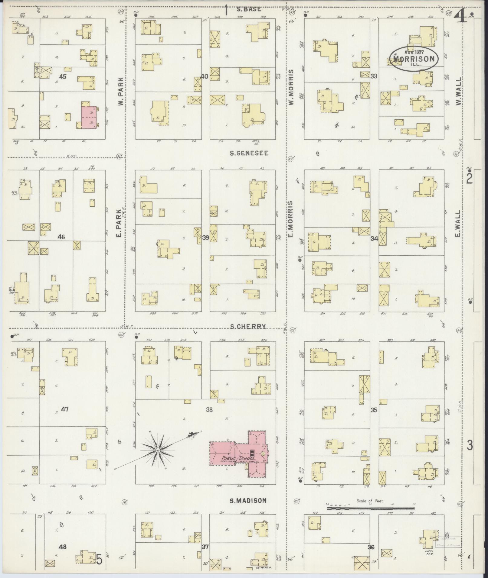 Sanborn Fire Insurance Map from Morrison, Whiteside County, Illinois (1897), Sheet #0004 - Historic Sanborn Fire Insurance Map Print, vintage old map wall art, antique decor, genealogy gift, Illinois Illinois map