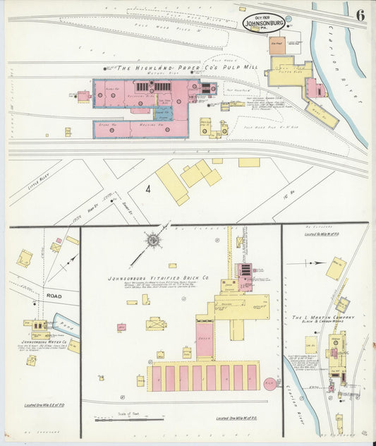 Sanborn Fire Insurance Map from Johnsonburg, Elk County, Pennsylvania (1909), Sheet #0006 - Historic Sanborn Fire Insurance Map Print, vintage old map wall art, antique decor, genealogy gift, Pennsylvania Pennsylvania map
