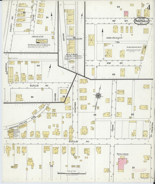 Sanborn Fire Insurance Map from Paintsville, Johnson County, Kentucky (1921), Sheet #0004 - Historic Sanborn Fire Insurance Map Print, vintage old map wall art, antique decor, genealogy gift, Kentucky Kentucky map