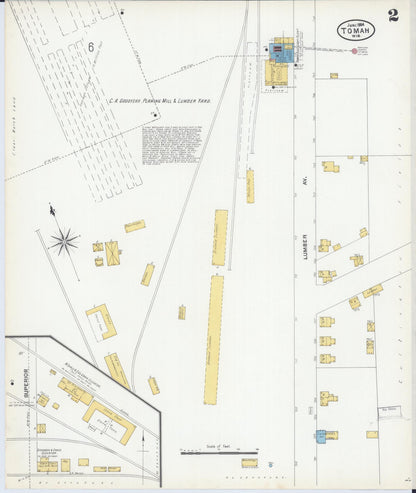 Sanborn Fire Insurance Map from Tomah, Monroe County, Wisconsin (1904), Sheet #0002 - Historic Sanborn Fire Insurance Map Print, vintage old map wall art, antique decor, genealogy gift, Wisconsin Wisconsin map
