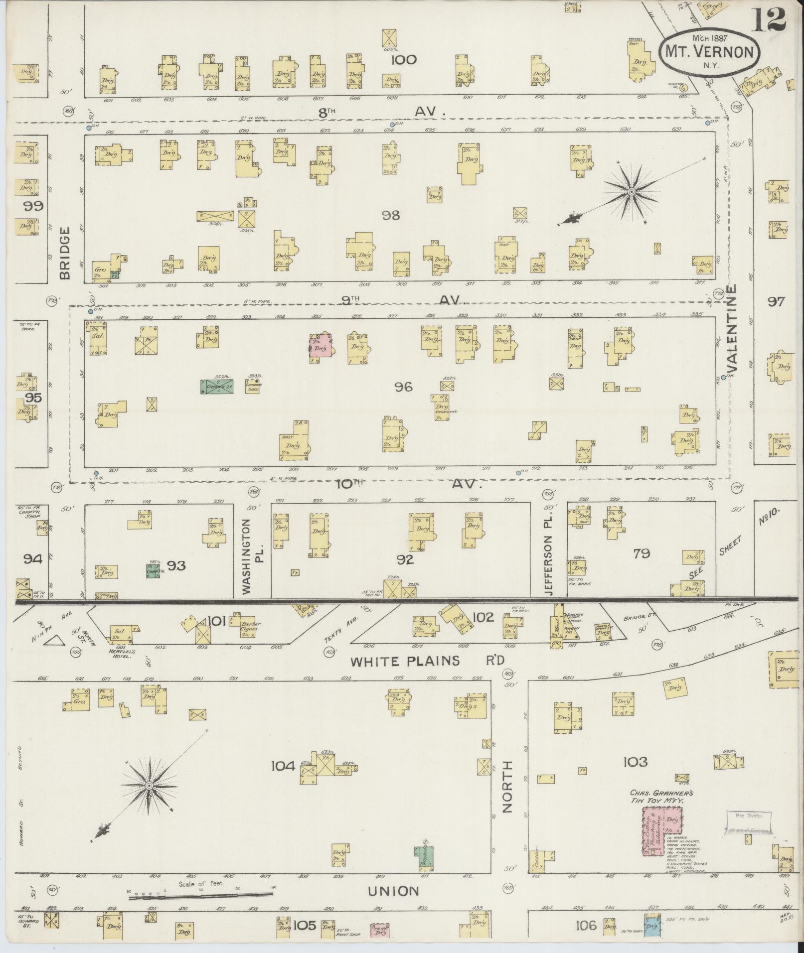 Sanborn Fire Insurance Map from Mount Vernon, Westchester County, New York (1887), Sheet #0012 - Complete Map Set gallery image, historic Sanborn map, vintage wall art, New York New York