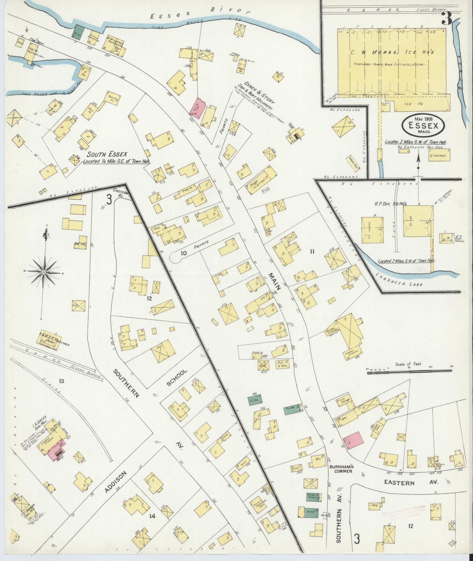 Sanborn Fire Insurance Map from Essex, Essex County, Massachusetts (1909), Sheet #0003 - Complete Map Set gallery image, historic Sanborn map, vintage wall art, Massachusetts Massachusetts