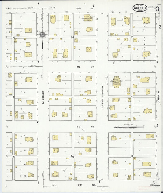 Sanborn Fire Insurance Map from Wakefield, Dixon County, Nebraska (1920), Sheet #0003 - Historic Sanborn Fire Insurance Map Print, vintage old map wall art, antique decor, genealogy gift, Nebraska Nebraska map