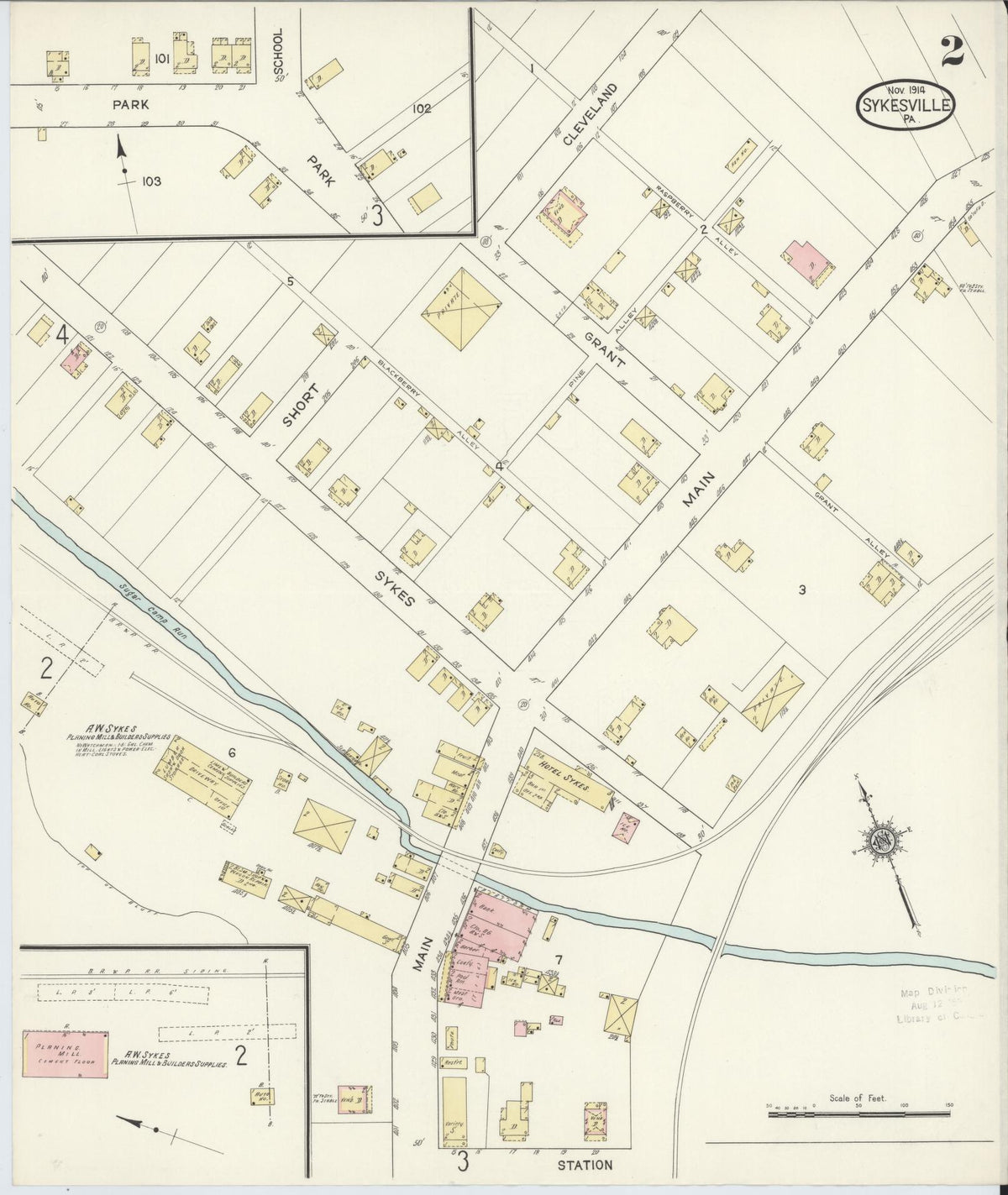 Sanborn Fire Insurance Map from Sykesville, Jefferson County, Pennsylvania (1914), Sheet #0002 - Historic Sanborn Fire Insurance Map Print, vintage old map wall art, antique decor, genealogy gift, Pennsylvania Pennsylvania map