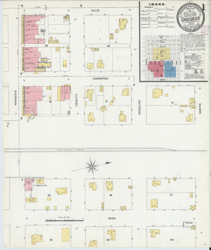 Sanborn Fire Insurance Map from Groesbeck, Limestone County, Texas (1906), Sheet #0001 - Historic Sanborn Fire Insurance Map Print, vintage old map wall art, antique decor, genealogy gift, Texas Texas map