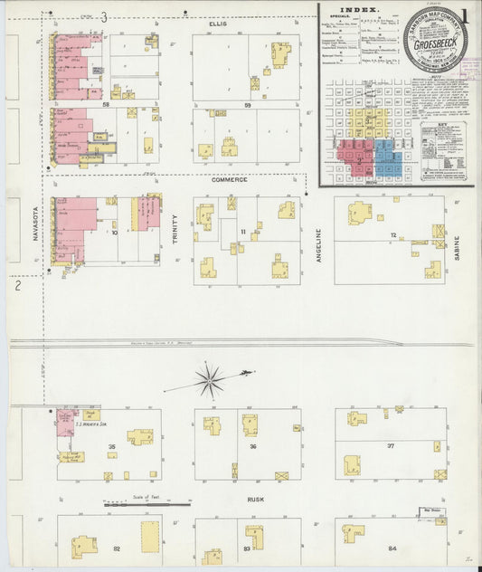 Sanborn Fire Insurance Map from Groesbeck, Limestone County, Texas (1906), Sheet #0001 - Historic Sanborn Fire Insurance Map Print, vintage old map wall art, antique decor, genealogy gift, Texas Texas map