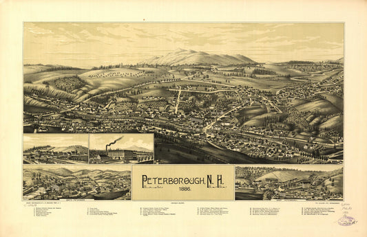 Peterborough, N.H. 1886. (1886) – Historic Bird’s-Eye View Panorama Print