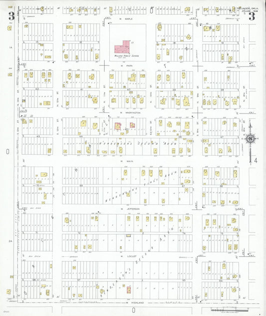Sanborn Fire Insurance Map from Tecumseh, Pottawatomie County, Oklahoma (1949), Sheet #0003 - Historic Sanborn Fire Insurance Map Print, vintage old map wall art, antique decor, genealogy gift, Oklahoma Oklahoma map