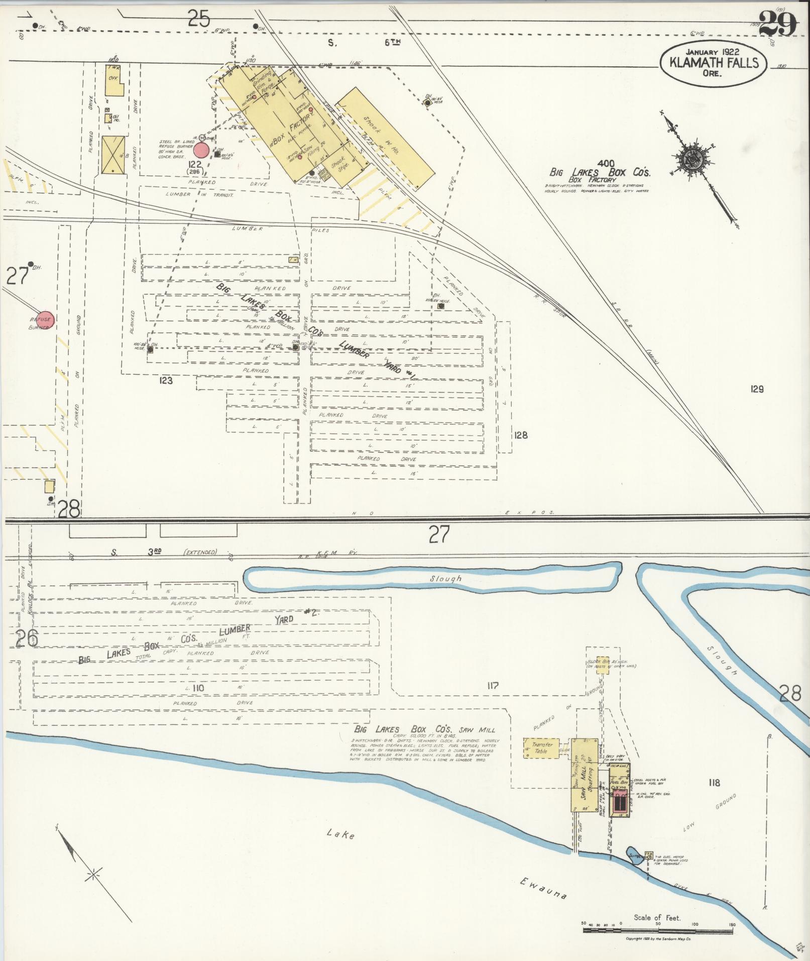 Sanborn Fire Insurance Map from Klamath Falls, Klamath County, Oregon (1921), Sheet #0029 - Complete Map Set gallery image, historic Sanborn map, vintage wall art, Oregon Oregon