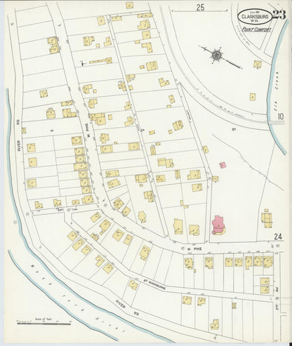 Sanborn Fire Insurance Map from Clarksburg, Harrison County, West Virginia (1911), Sheet #0023 - Complete Map Set gallery image, historic Sanborn map, vintage wall art, West Virginia West Virginia