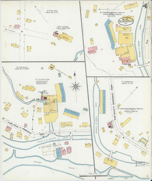 Sanborn Fire Insurance Map from Rosendale, Ulster County, New York (1904), Sheet #0004 - Historic Sanborn Fire Insurance Map Print, vintage old map wall art, antique decor, genealogy gift, New York New York map