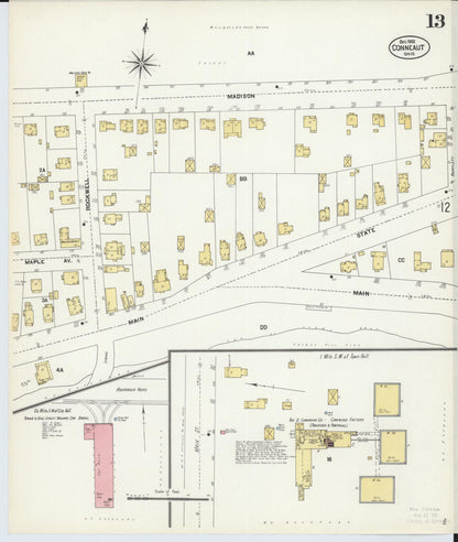 Sanborn Fire Insurance Map from Conneaut, Ashtabula County, Ohio (1902), Sheet #0013 - Historic Sanborn Fire Insurance Map Print, vintage old map wall art, antique decor, genealogy gift, Ohio Ohio map