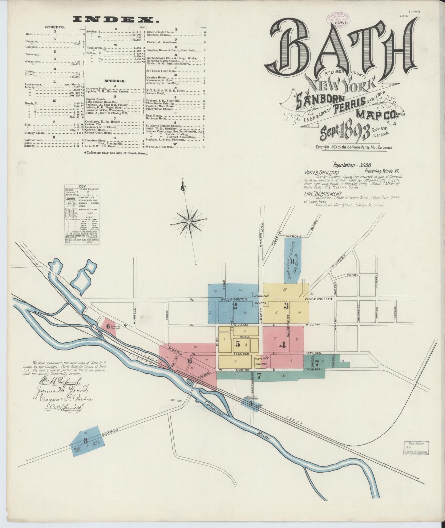 Sanborn Fire Insurance Map from Bath, Steuben County, New York. (1893) – Historic Sanborn Fire Insurance Map Print
