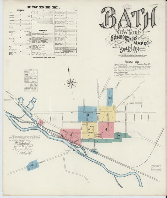 Sanborn Fire Insurance Map from Bath, Steuben County, New York. (1893) – Historic Sanborn Fire Insurance Map Print