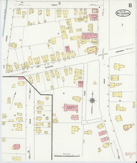 Sanborn Fire Insurance Map from Whitesboro, Oneida County, New York (1911), Sheet #0008 - Historic Sanborn Fire Insurance Map Print, vintage old map wall art, antique decor, genealogy gift, New York New York map