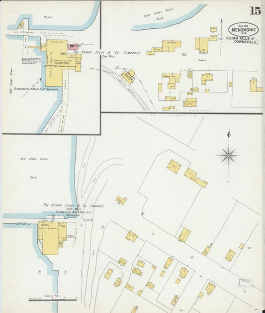 Sanborn Fire Insurance Map from Menomonie, Dunn County, Wisconsin (1902), Sheet #0015 - Historic Sanborn Fire Insurance Map Print, vintage old map wall art, antique decor, genealogy gift, Wisconsin Wisconsin map