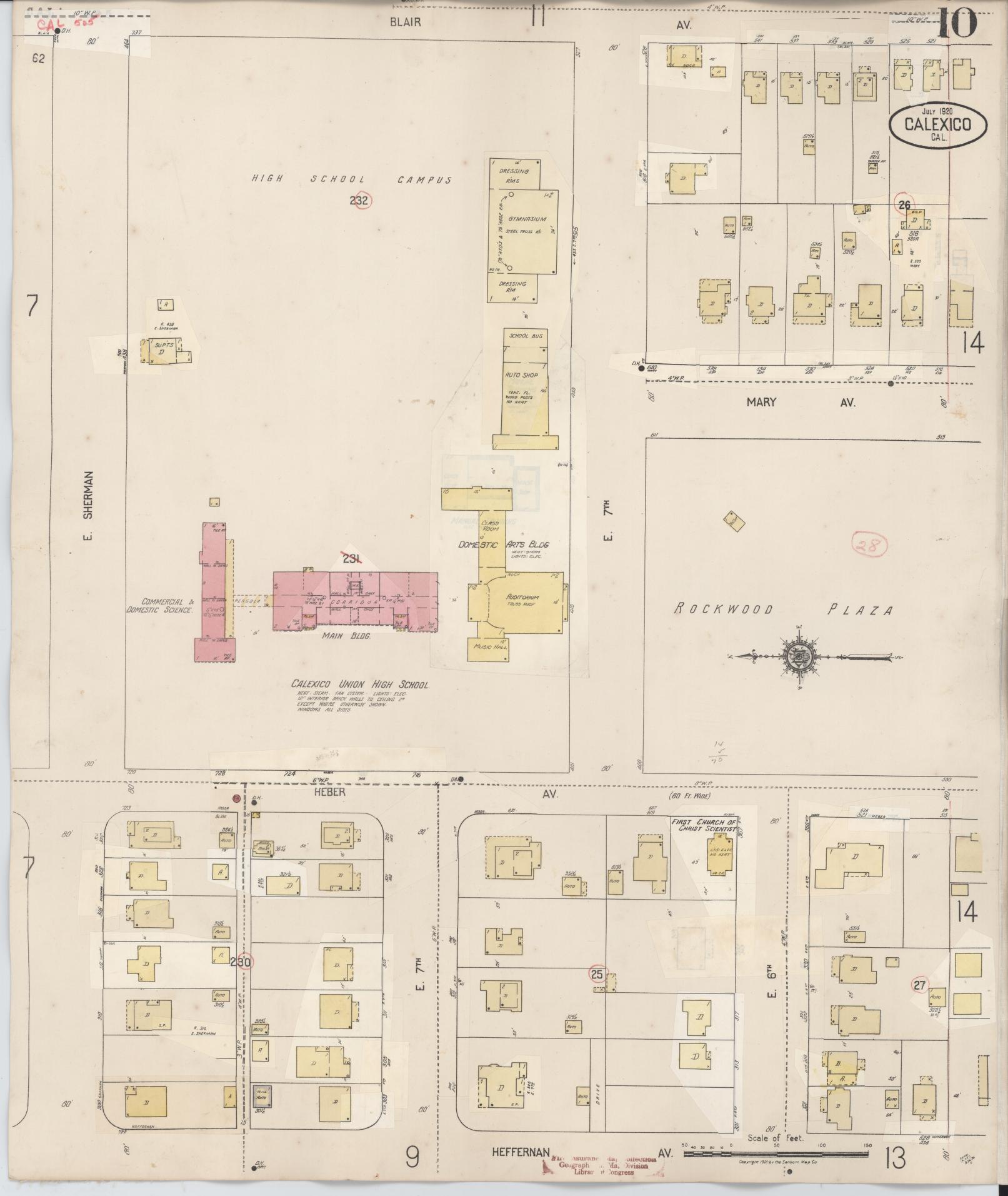 Sanborn Fire Insurance Map from Calexico, Imperial County, California (1949), Sheet #0010 - Historic Sanborn Fire Insurance Map Print, vintage old map wall art, antique decor, genealogy gift, California California map