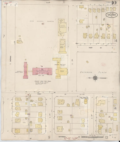 Sanborn Fire Insurance Map from Calexico, Imperial County, California (1949), Sheet #0010 - Historic Sanborn Fire Insurance Map Print, vintage old map wall art, antique decor, genealogy gift, California California map