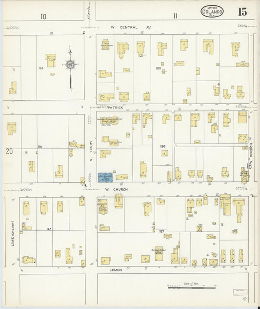 Sanborn Fire Insurance Map from Orlando, Orange County, Florida (1913), Sheet #0015 - Historic Sanborn Fire Insurance Map Print, vintage old map wall art, antique decor, genealogy gift, Florida Florida map
