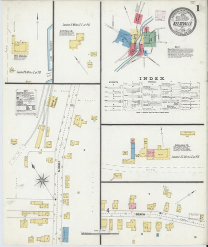 Sanborn Fire Insurance Map from Keeseville, Essex County, New York (1906), Sheet #0001 - Complete Map Set gallery image, historic Sanborn map, vintage wall art, New York New York