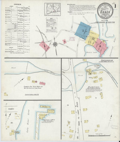 Sanborn Fire Insurance Map from Essex, Middlesex County, Connecticut (1914), Sheet #0001 - Complete Map Set gallery image, historic Sanborn map, vintage wall art, Connecticut Connecticut