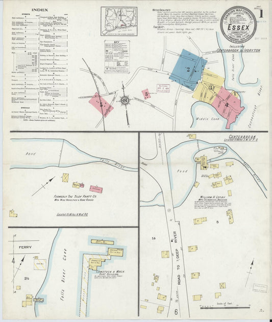 Sanborn Fire Insurance Map from Essex, Middlesex County, Connecticut (1914), Sheet #0001 - Complete Map Set gallery image, historic Sanborn map, vintage wall art, Connecticut Connecticut