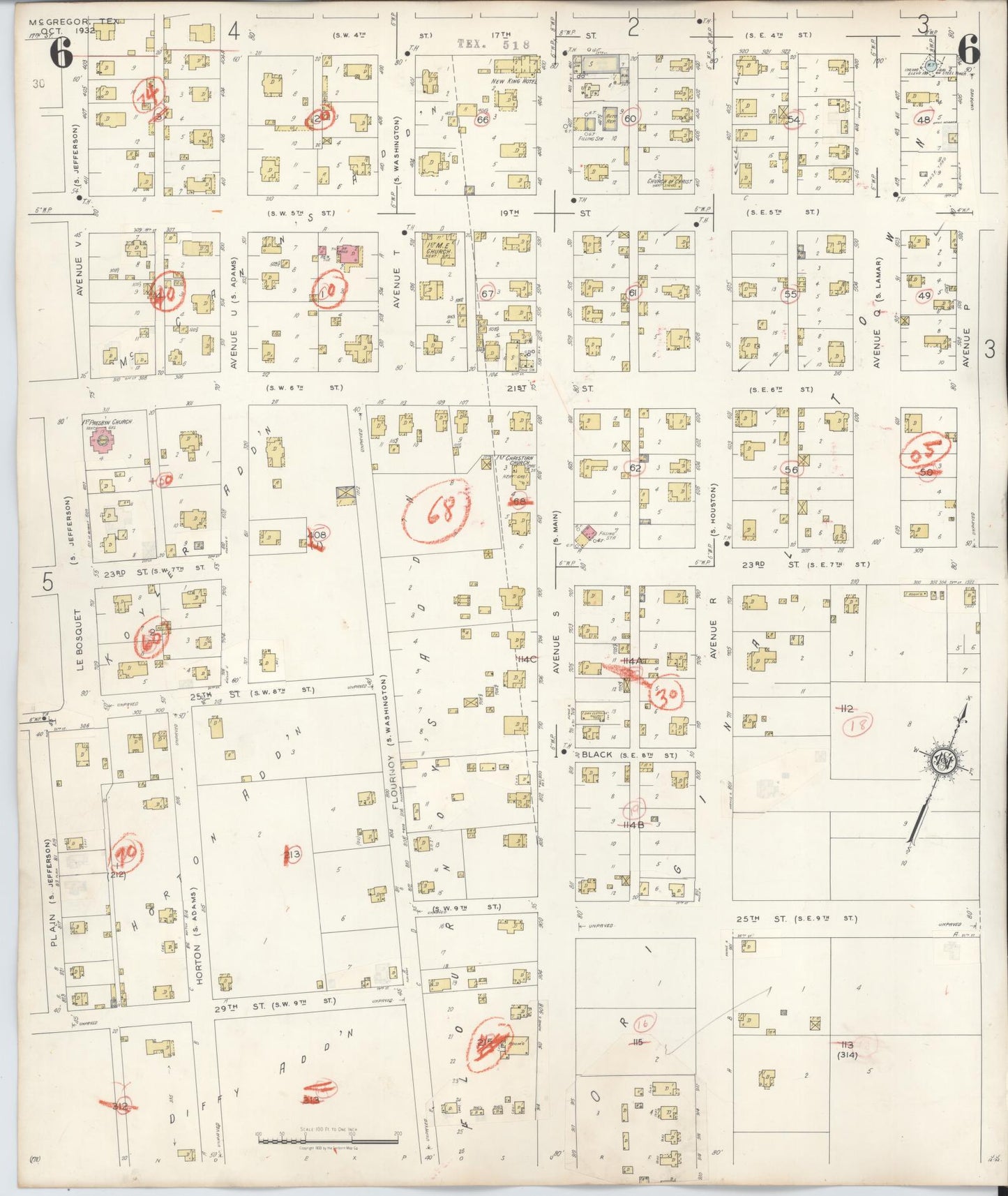 Sanborn Fire Insurance Map from McGregor, McLennan County, Texas (1942), Sheet #0006 - Historic Sanborn Fire Insurance Map Print, vintage old map wall art, antique decor, genealogy gift, Texas Texas map