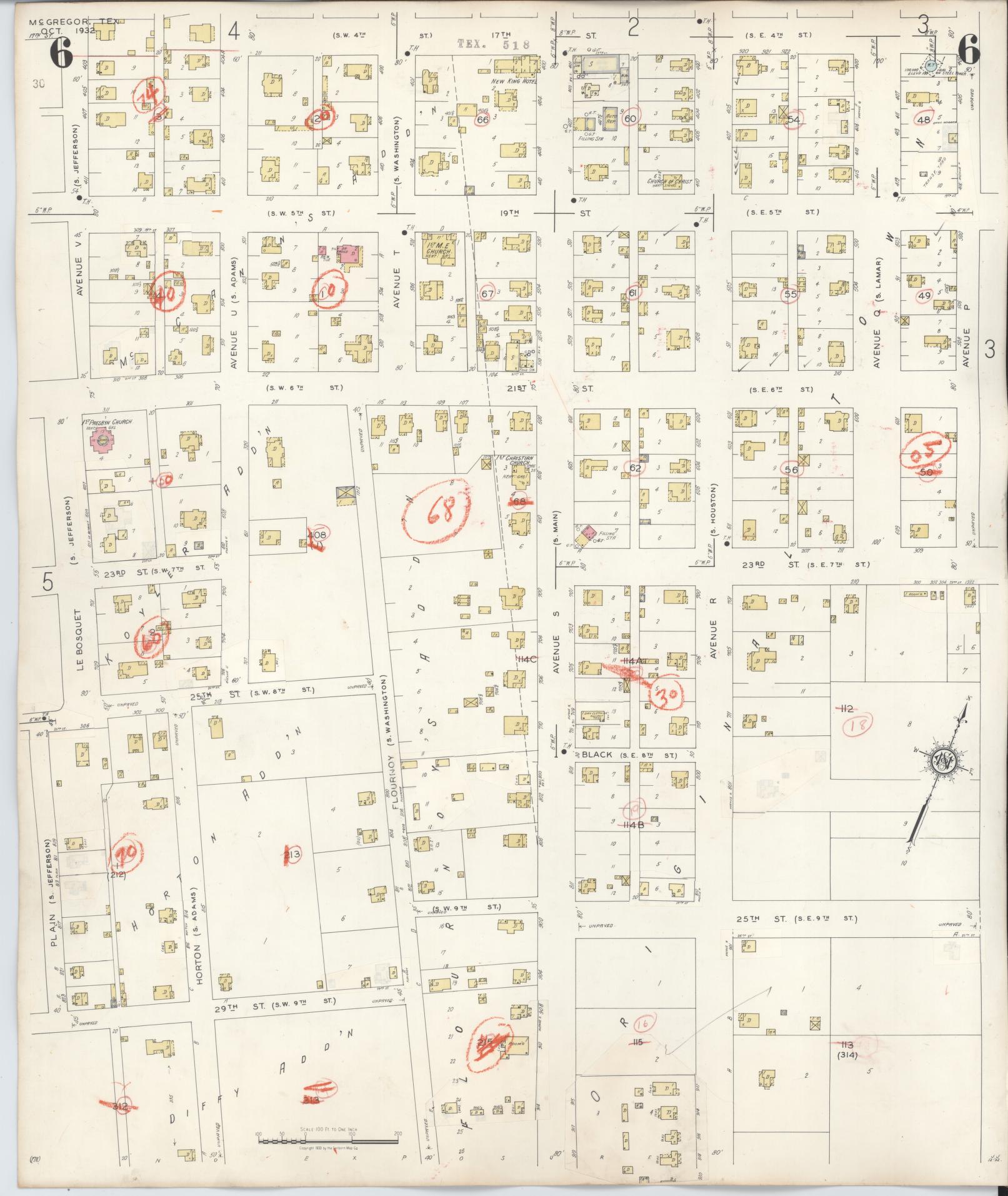 Sanborn Fire Insurance Map from McGregor, McLennan County, Texas (1942), Sheet #0006 - Historic Sanborn Fire Insurance Map Print, vintage old map wall art, antique decor, genealogy gift, Texas Texas map