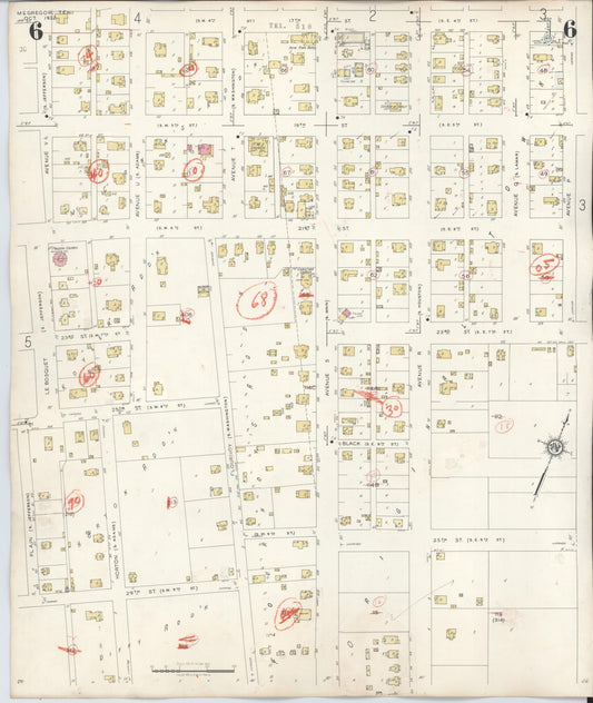 Sanborn Fire Insurance Map from McGregor, McLennan County, Texas (1942), Sheet #0006 - Historic Sanborn Fire Insurance Map Print, vintage old map wall art, antique decor, genealogy gift, Texas Texas map